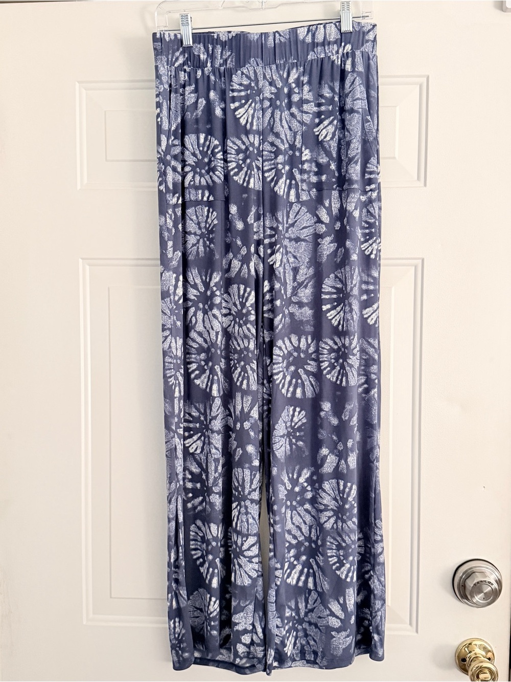 LOGO Beach to Street Navy Blue Tie-Dye Wide Leg Cover up Pants. Sz S